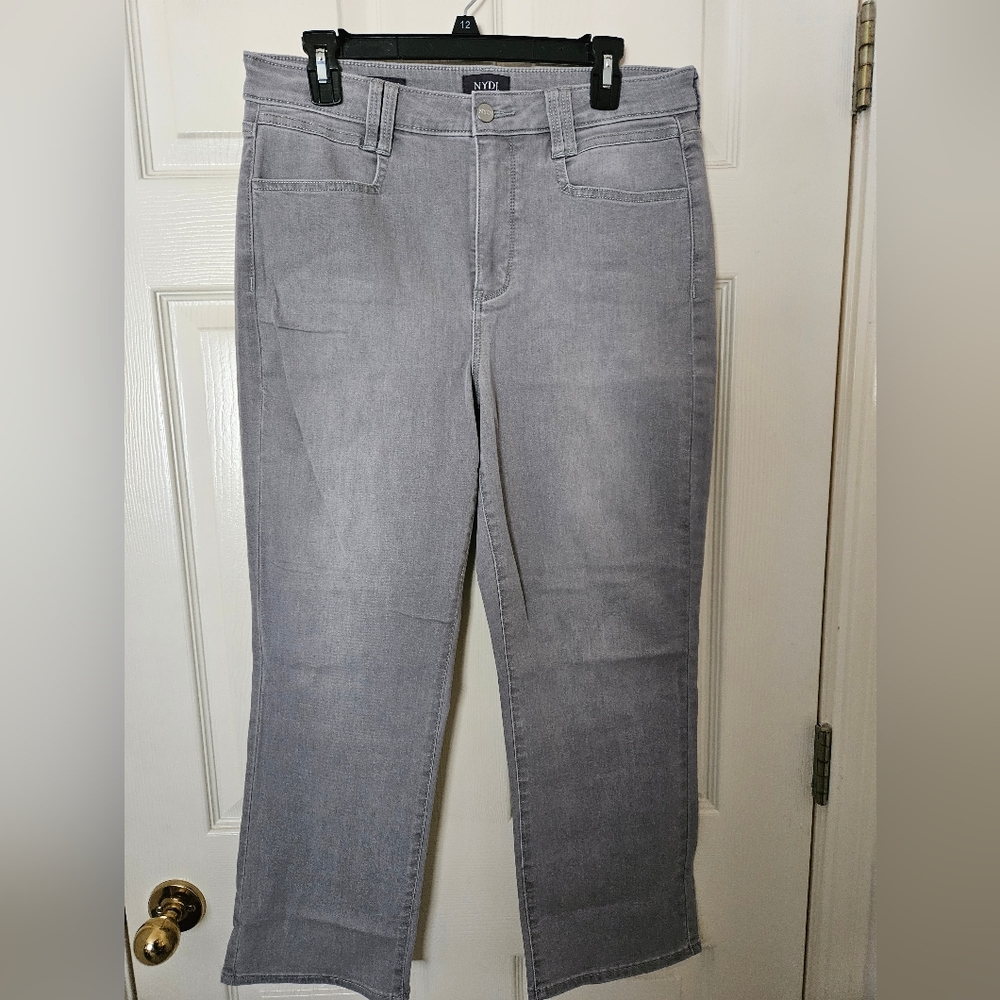 NYDJ Relaxed Straight Ankle Jeans - Gray
